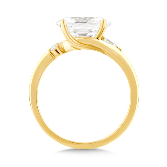 Oval-Cut Center East-West Orientation w/ Dimond Accents Engagement Ring