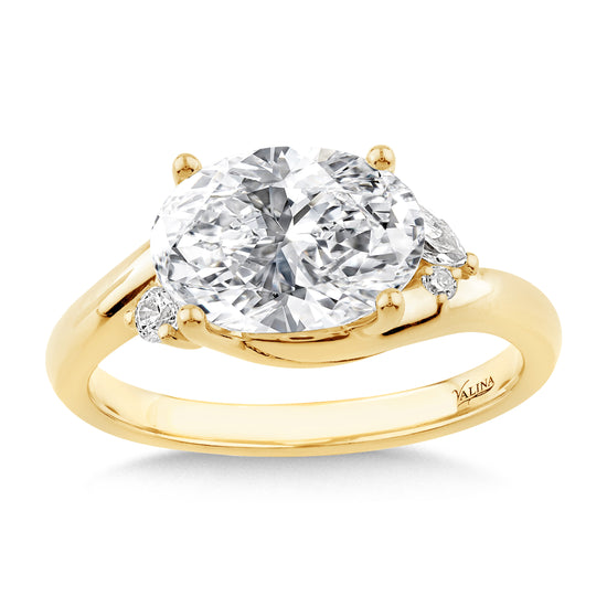 Oval-Cut Center East-West Orientation w/ Dimond Accents Engagement Ring