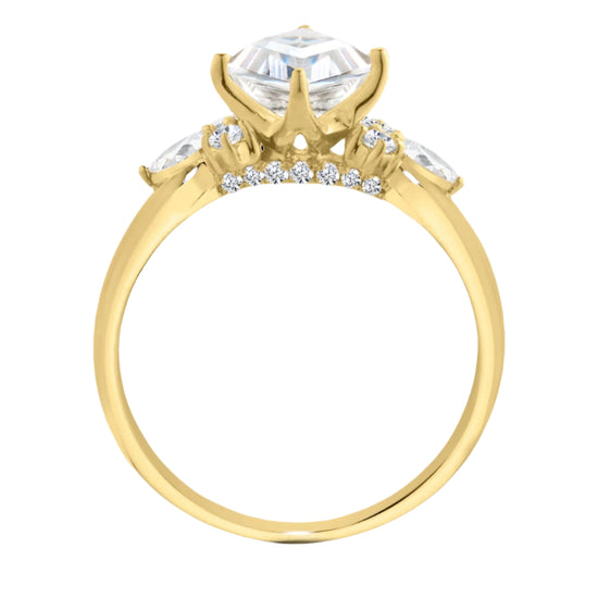 Kite Cut Center w/ Marquise and Round Accent Engagement Ring