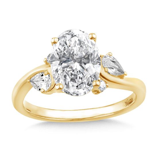 Oval Spiral Engagement Ring w/ Pear and Round Shape Diamond Accents