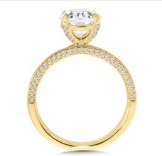 3.8 MM Wide Round Solitaire Set in 14KY w/ Studded Prongs and Bridge