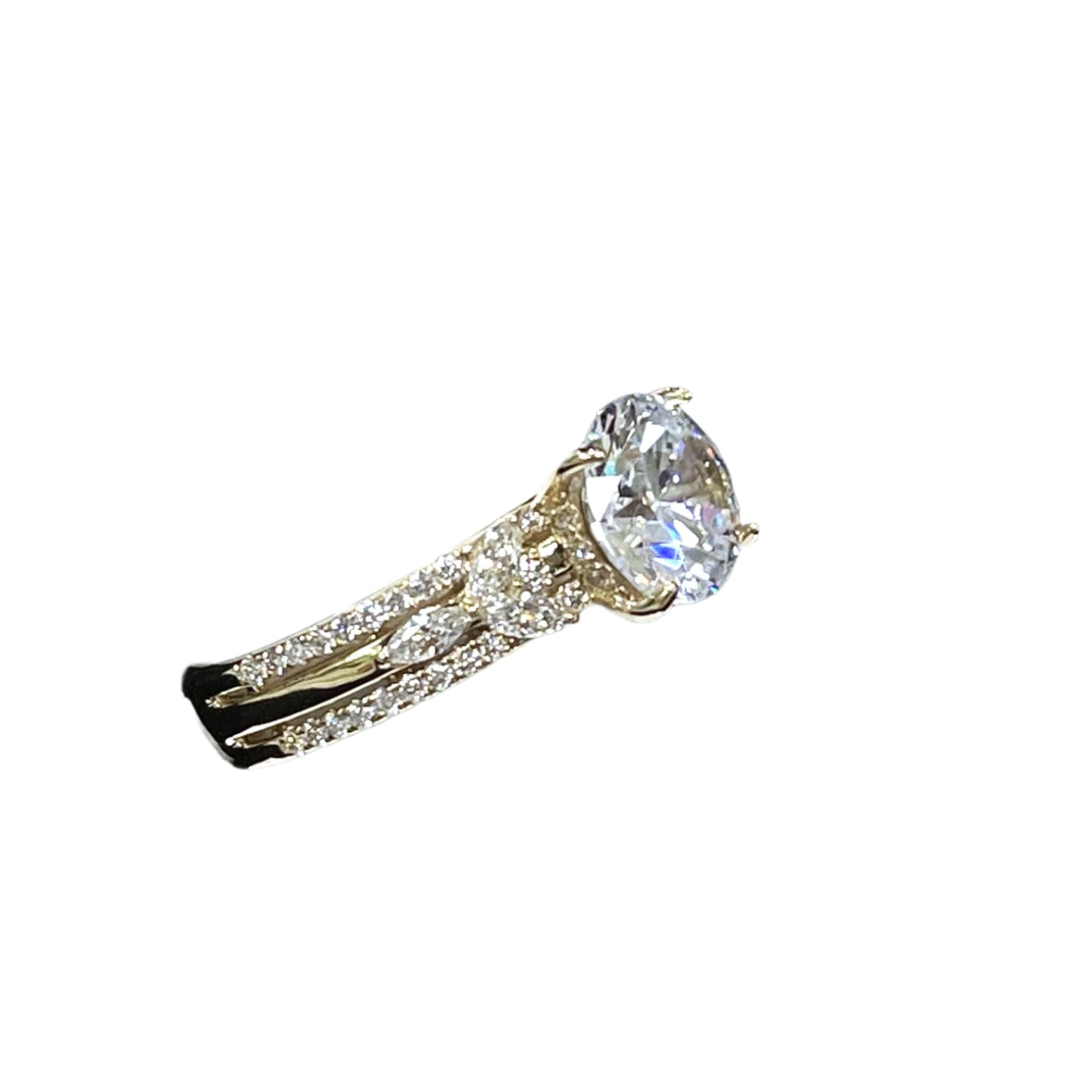 14KT Yellow Gold Engagement Ring with 2ctw Center and Angel-Inspired Design