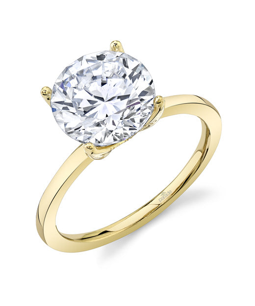 14k White Gold Solitaire Mounting with Diamond Chevron Basket