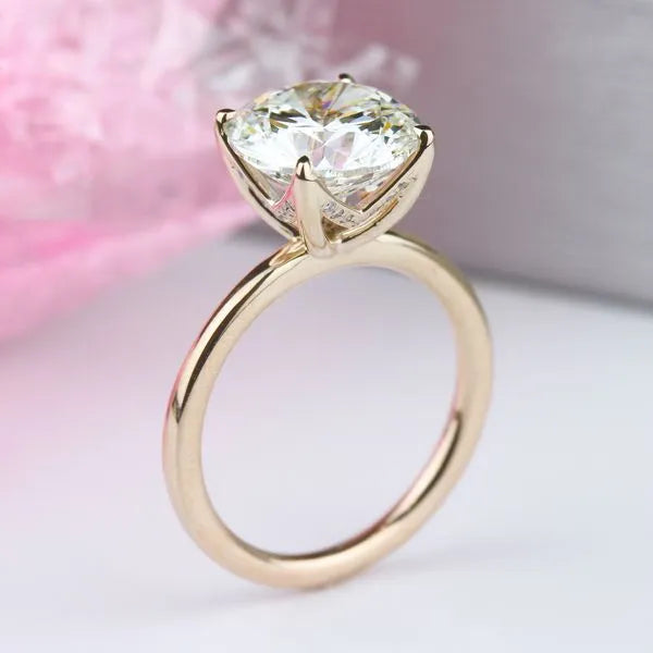 14k White Gold Solitaire Mounting with Diamond Chevron Basket