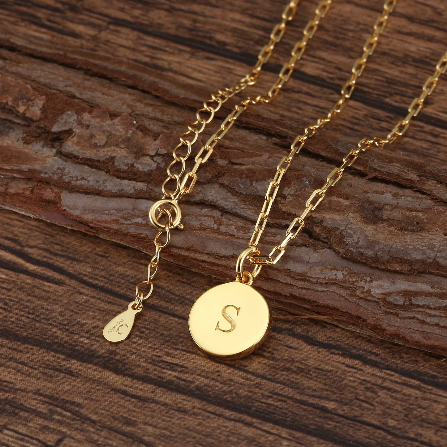 Saints Dainty Fancy S Initial Pendant Necklace