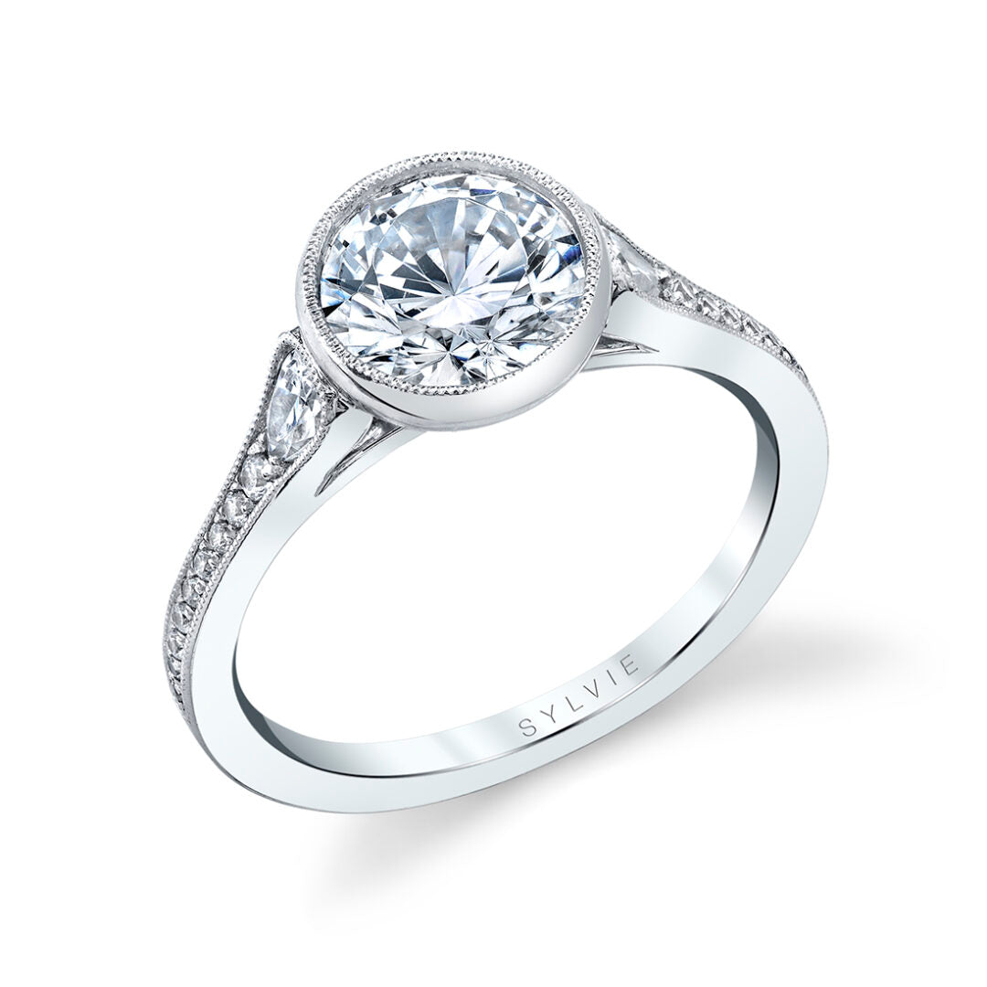 BRIANNA 1.0ct Bezel Set Round Solitaire Vintage Style Ring