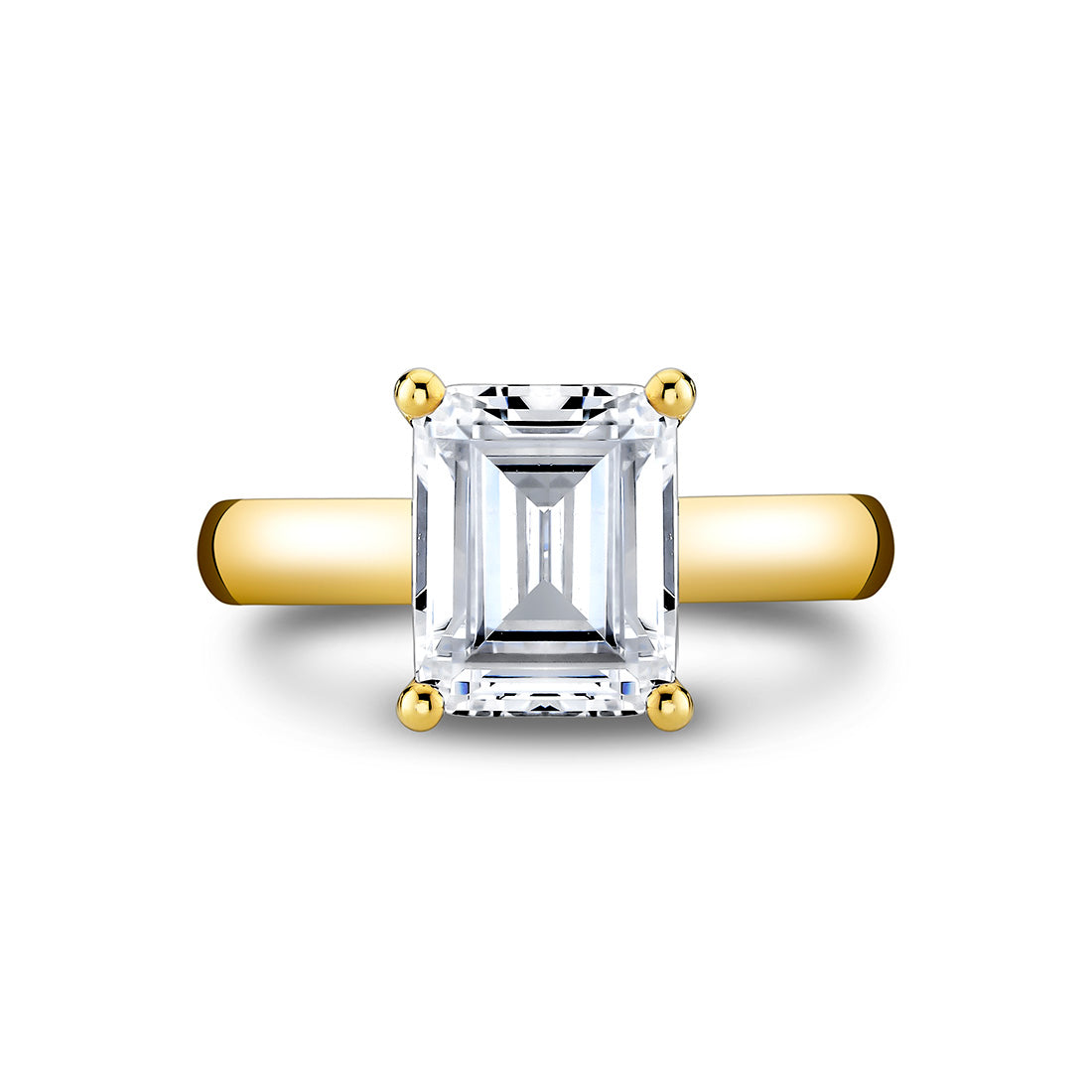 MILA Emerald Cut Solitaire w/ Wide Band in 14KY