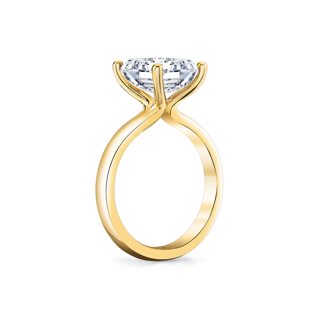 MILA Emerald Cut Solitaire w/ Wide Band in 14KY