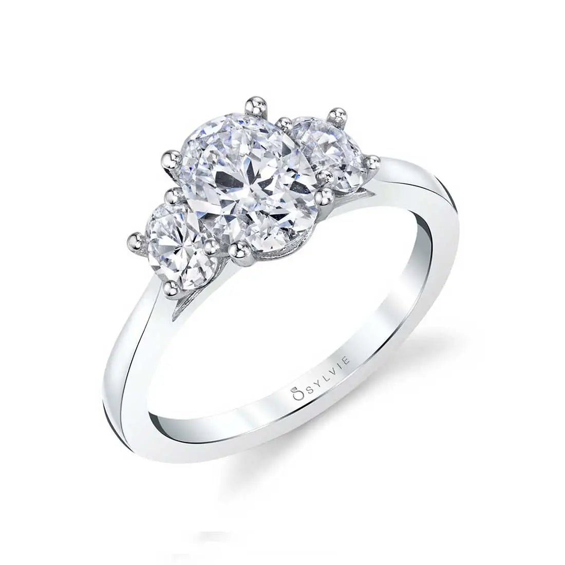 GUINEVERE Oval 3 Stone Ring in 14KW