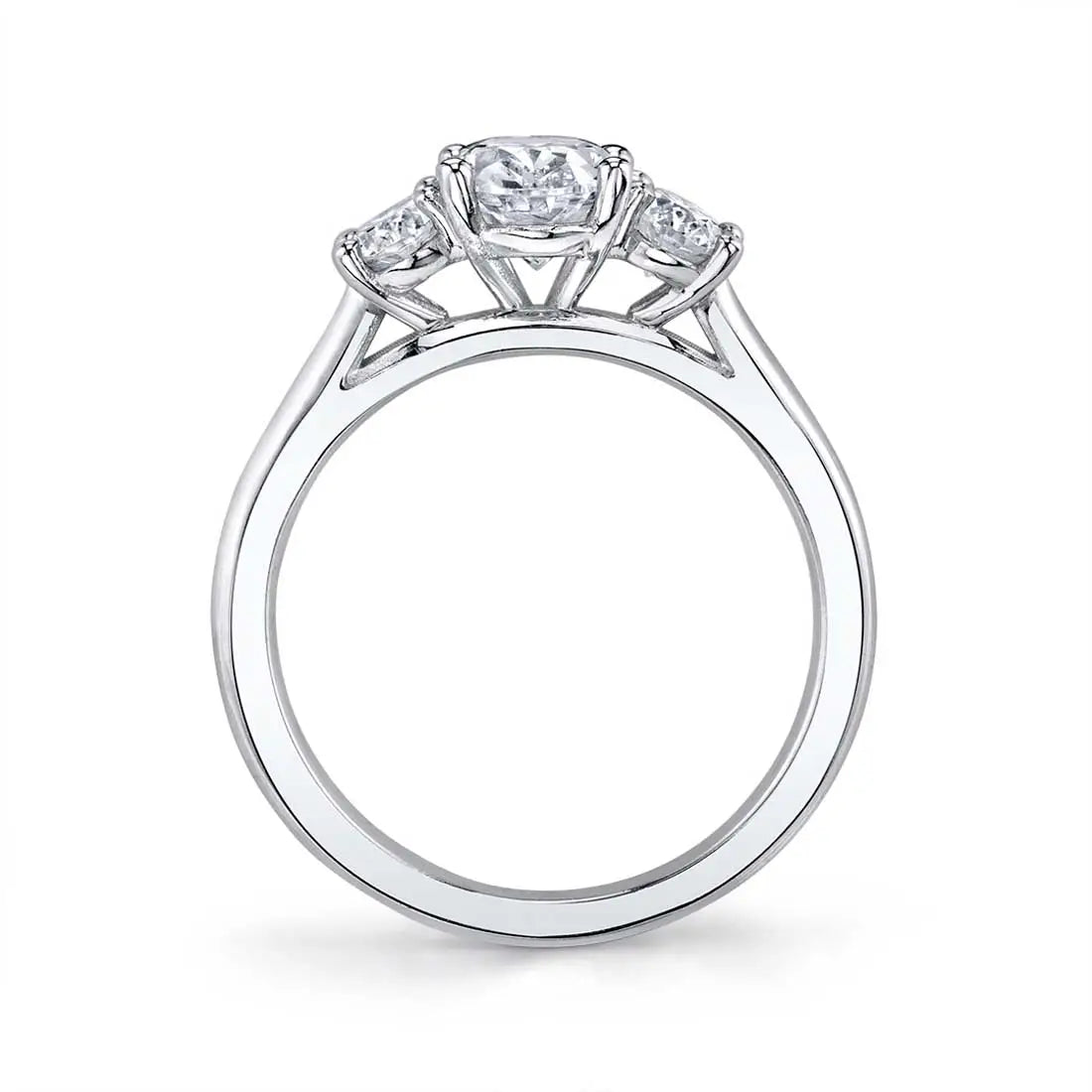 GUINEVERE Oval 3 Stone Ring in 14KW