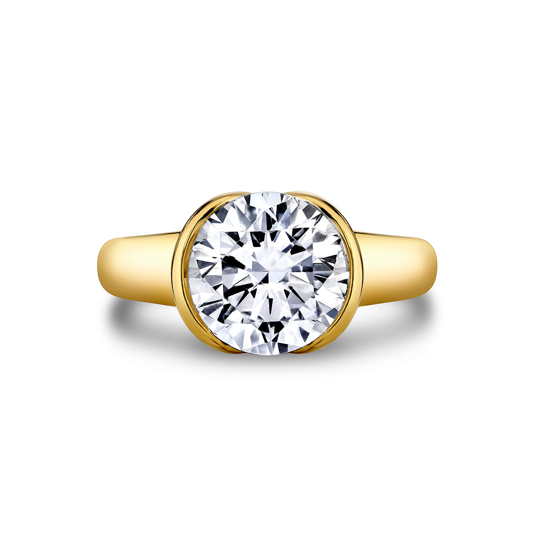 LIORA Bezel-Set Solitaire in 14KY with 3.23 Ct Round Lab Diamond