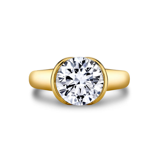 LIORA Bezel-Set Solitaire in 14KY with 3.23 Ct Round Lab Diamond