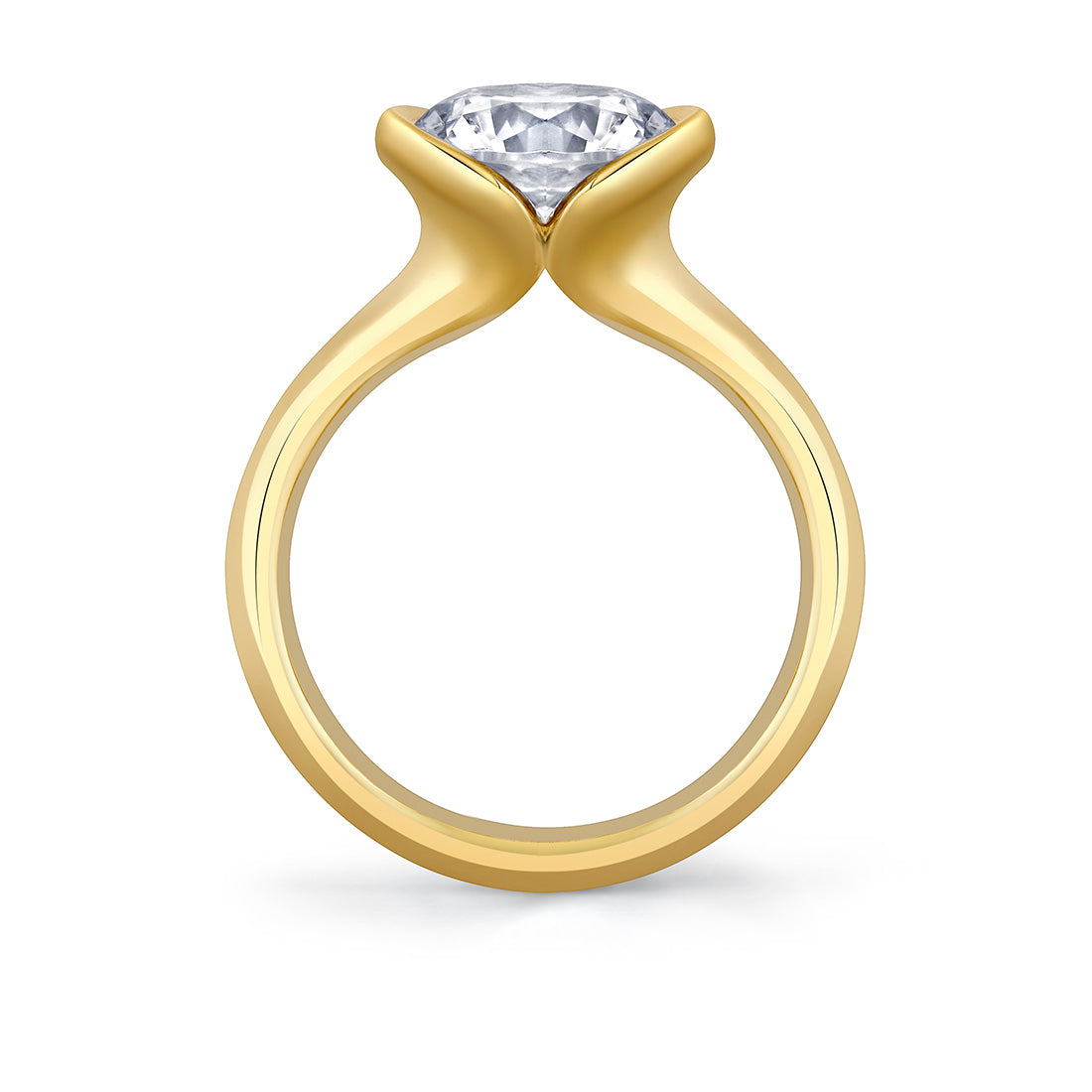 LIORA Bezel-Set Solitaire in 14KY with 3.23 Ct Round Lab Diamond