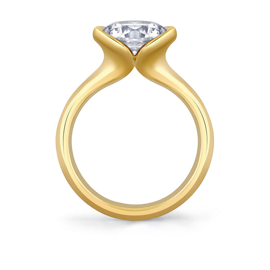 LIORA Bezel-Set Solitaire in 14KY with 3.23 Ct Round Lab Diamond