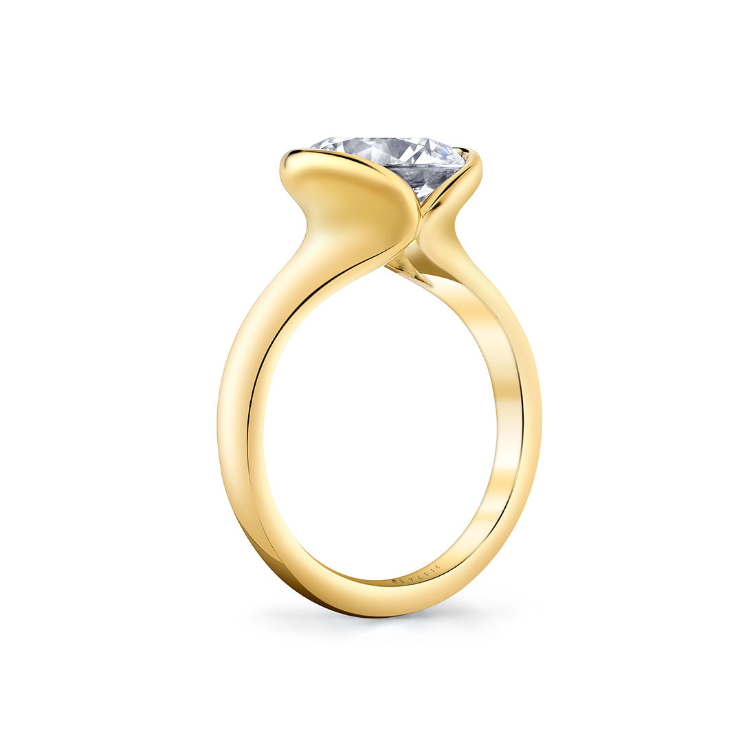LIORA Bezel-Set Solitaire in 14KY with 3.23 Ct Round Lab Diamond