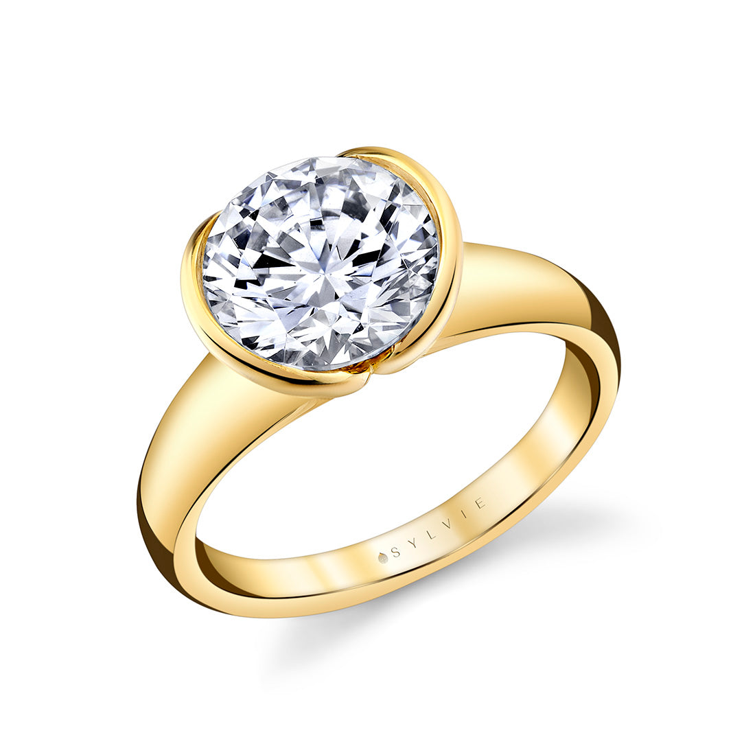 LIORA Bezel-Set Solitaire in 14KY with 3.23 Ct Round Lab Diamond