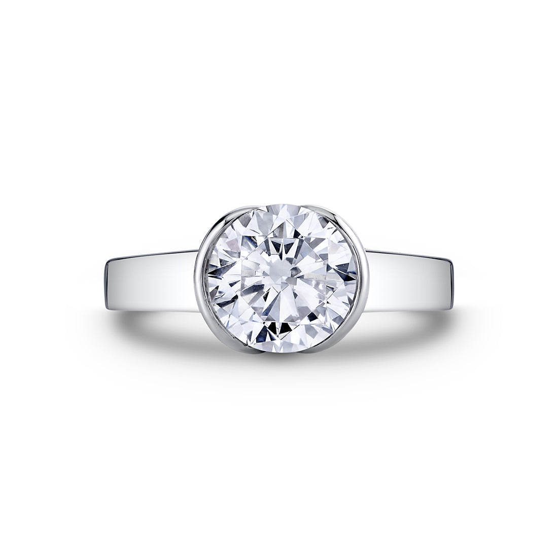 JACI Bezel-Set Solitaire in 14KW with 2.07ct Round Lab Diamond