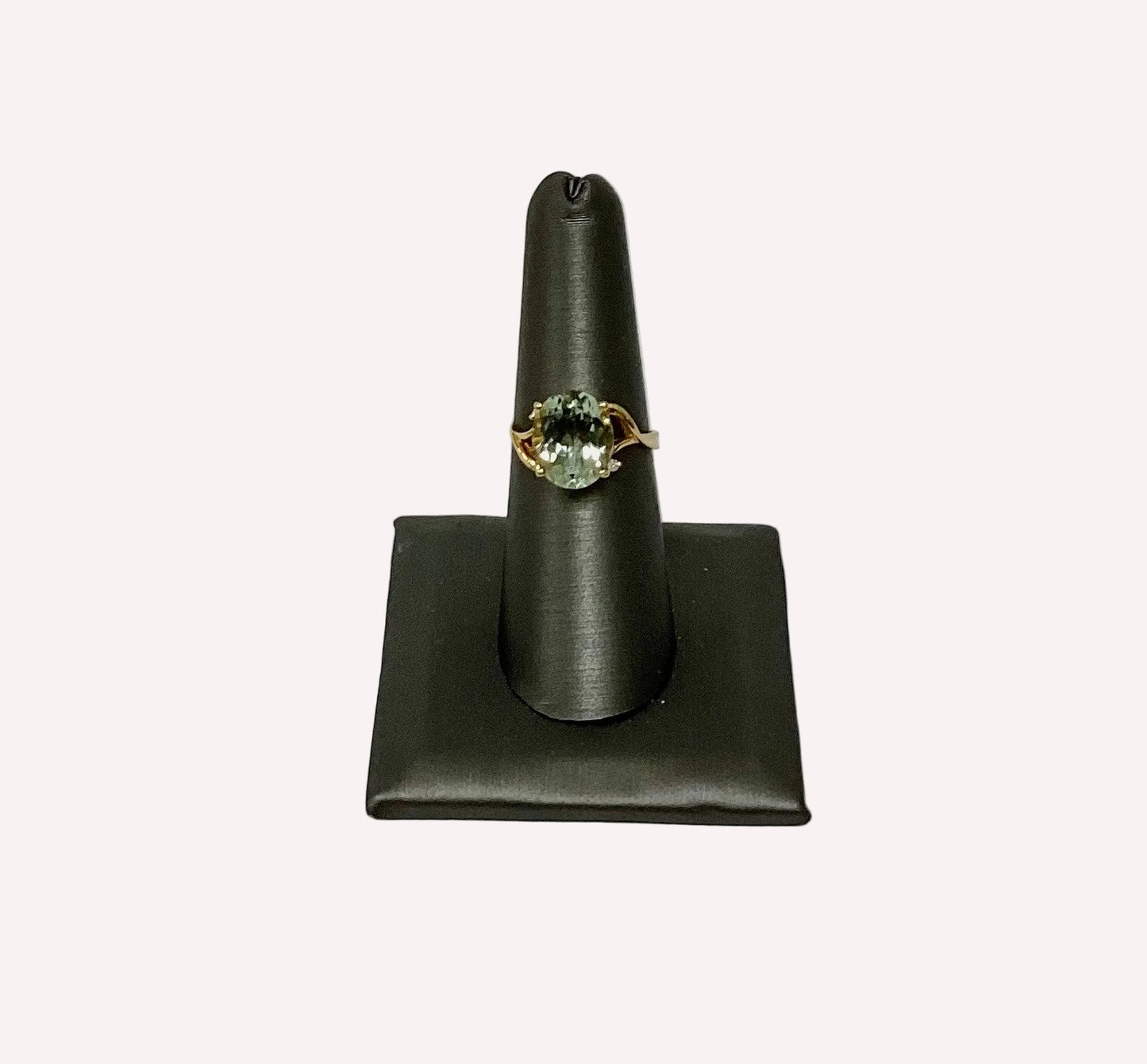 Green Amethyst Ring with Split Shank in 14KY