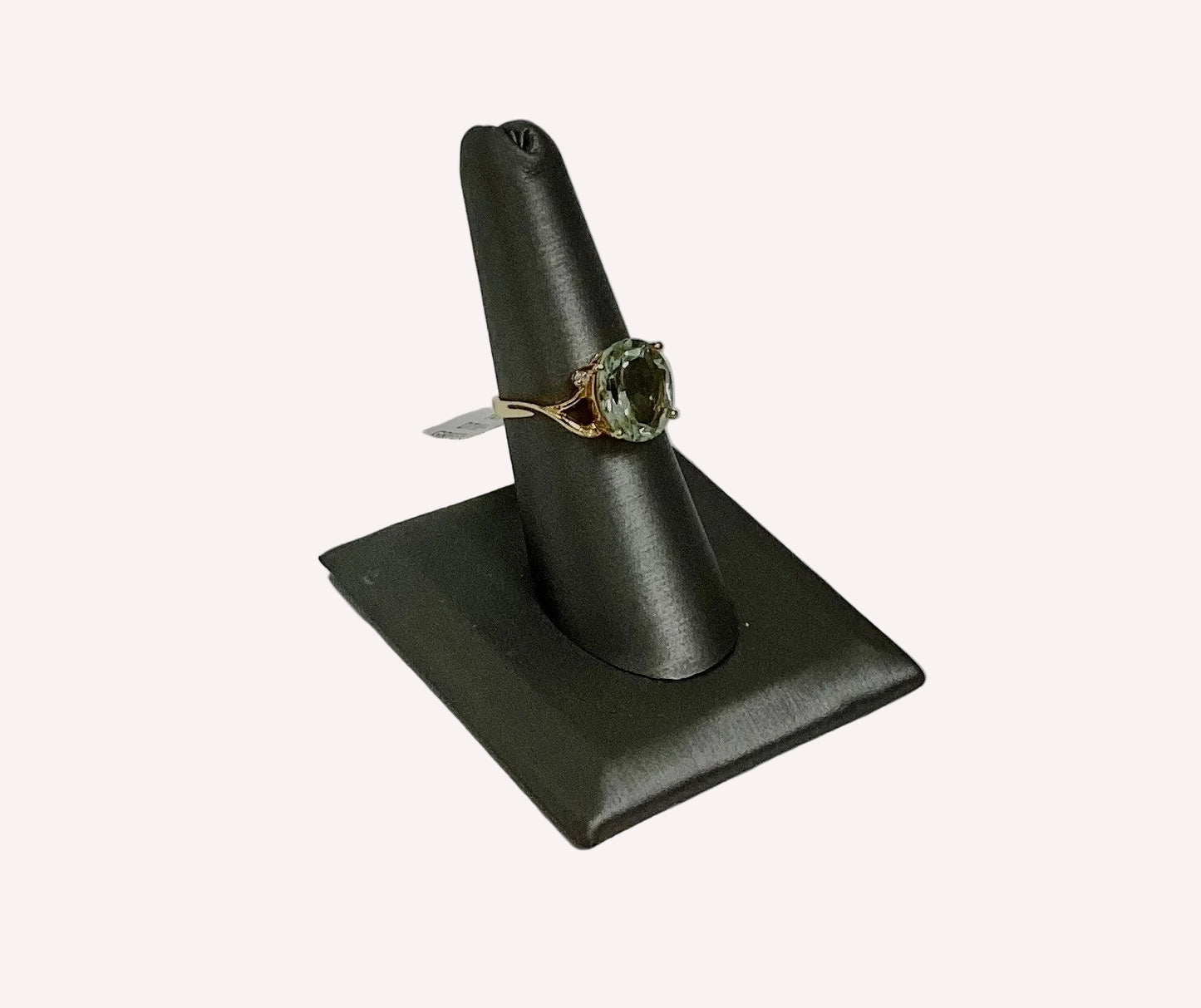 Green Amethyst Ring with Split Shank in 14KY