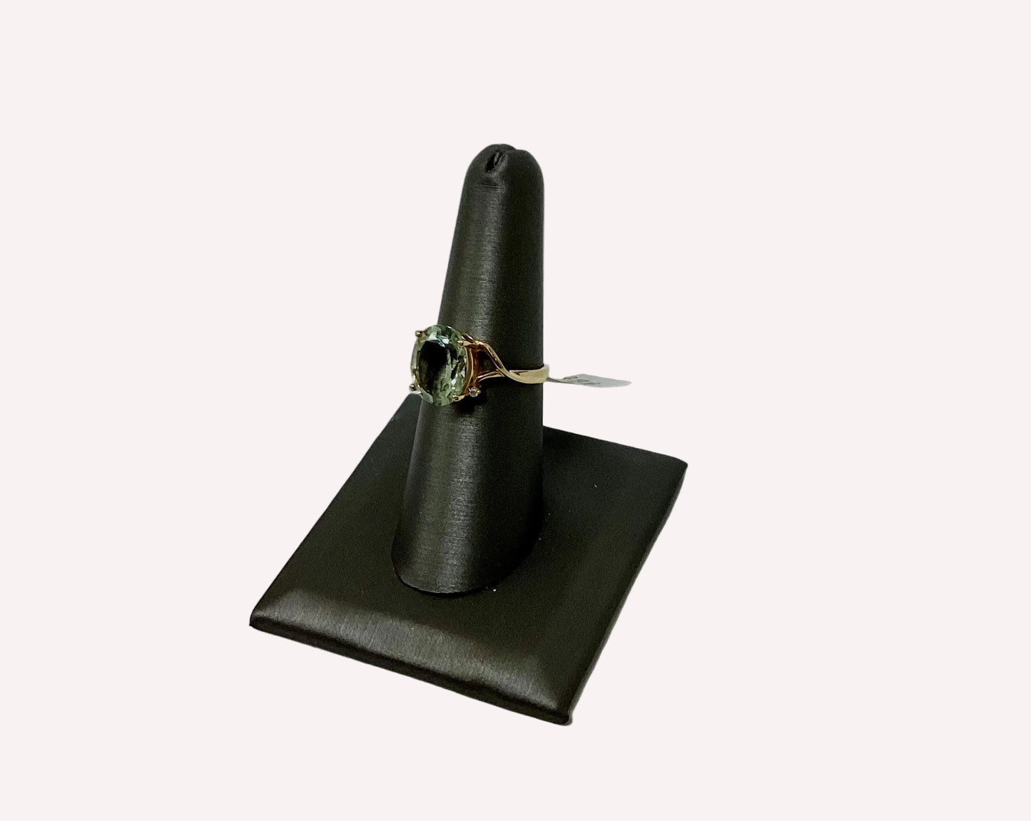 Green Amethyst Ring with Split Shank in 14KY