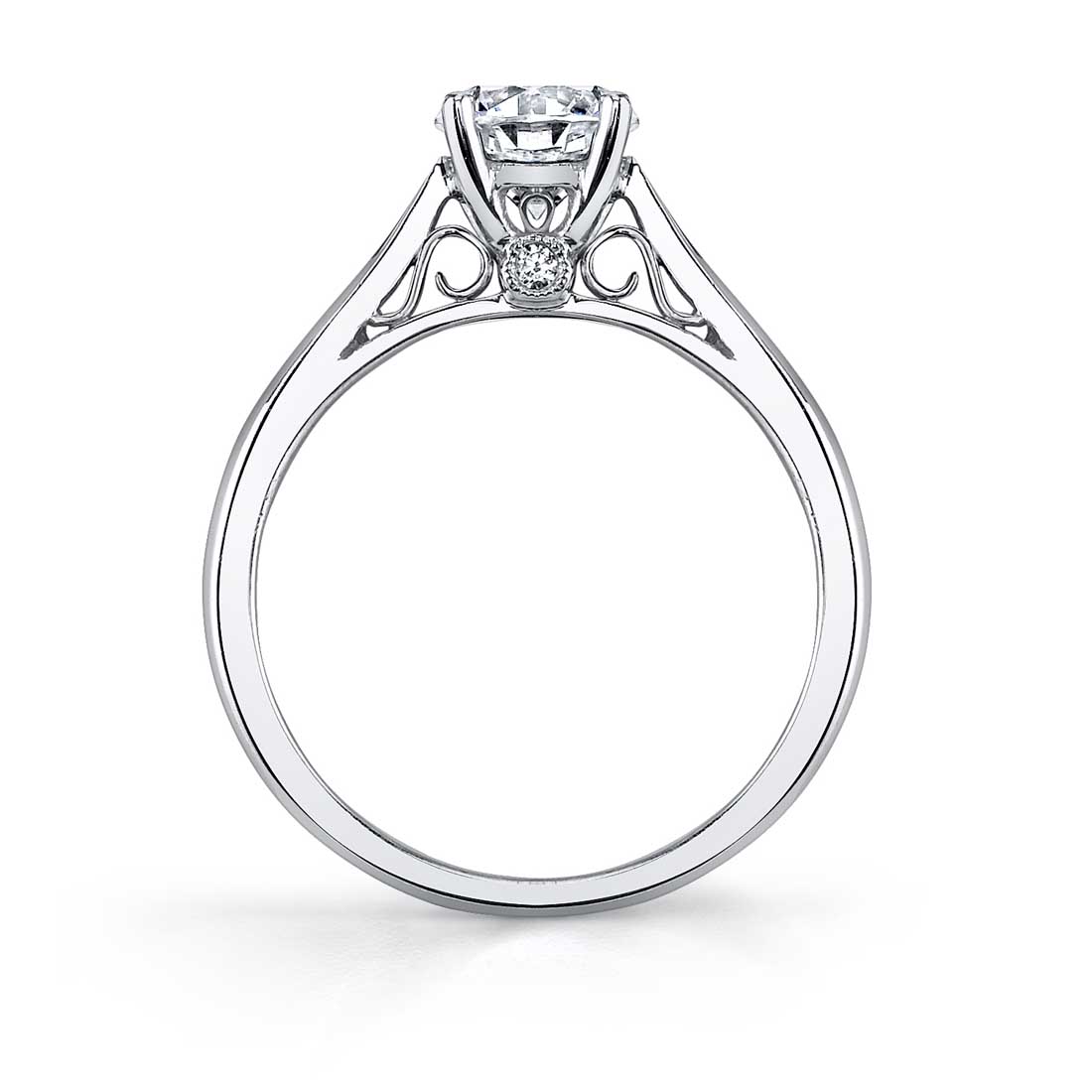 CARINA 1.25ct Round Knife Edge Solitaire Ring w/ Peekaboo Diamond in 14KW