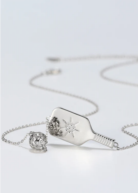 Pickleball The Dainty Dinker Starburst Mini Silver Necklace 