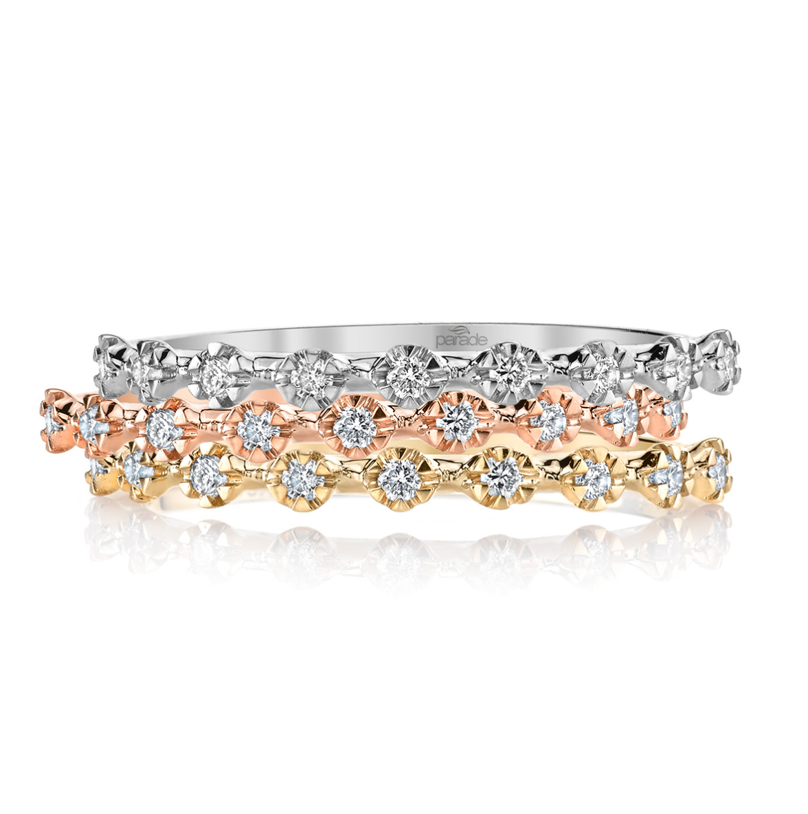 Round Illusion Set Diamond Dainty Band in 14K White Gold