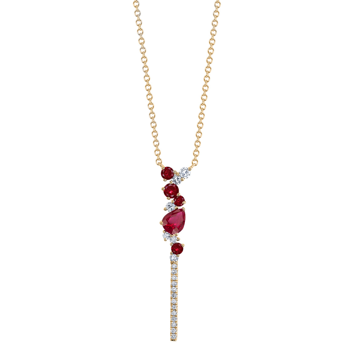 Ruby/Diamond Lariat Necklace in 14KY