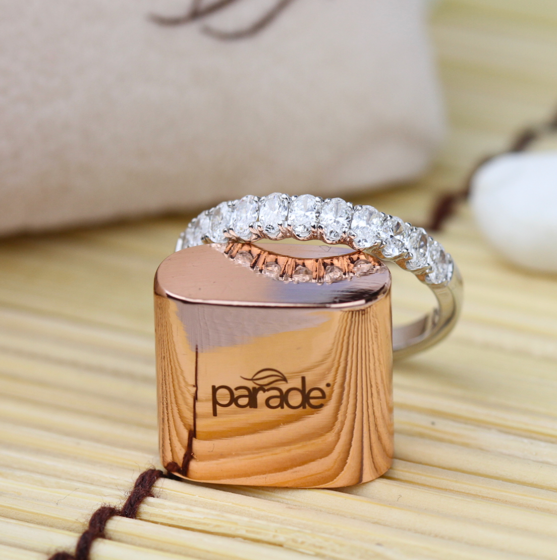 Oval Diamond Band in 14K White Gold