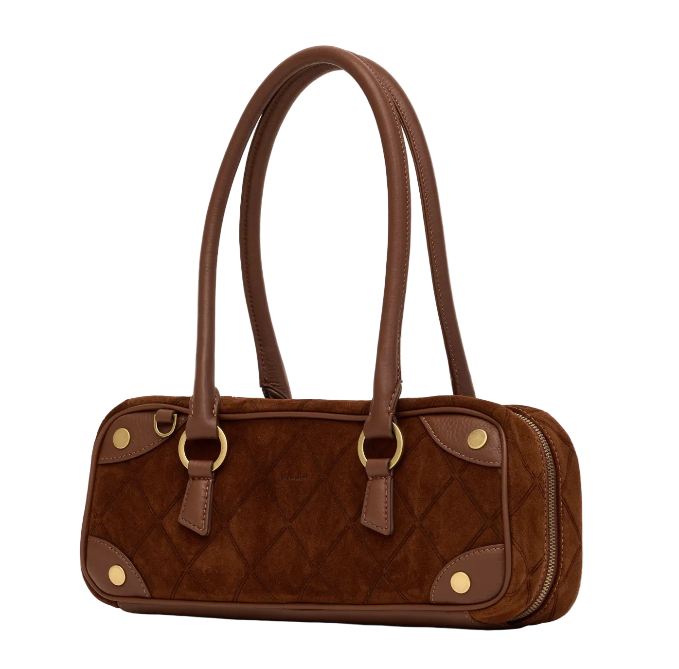 Meredith Sml in Chocolate Diamond Suede/ Antique Gold