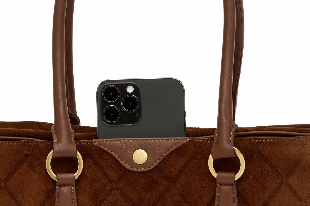 Meredith Sml in Chocolate Diamond Suede/ Antique Gold