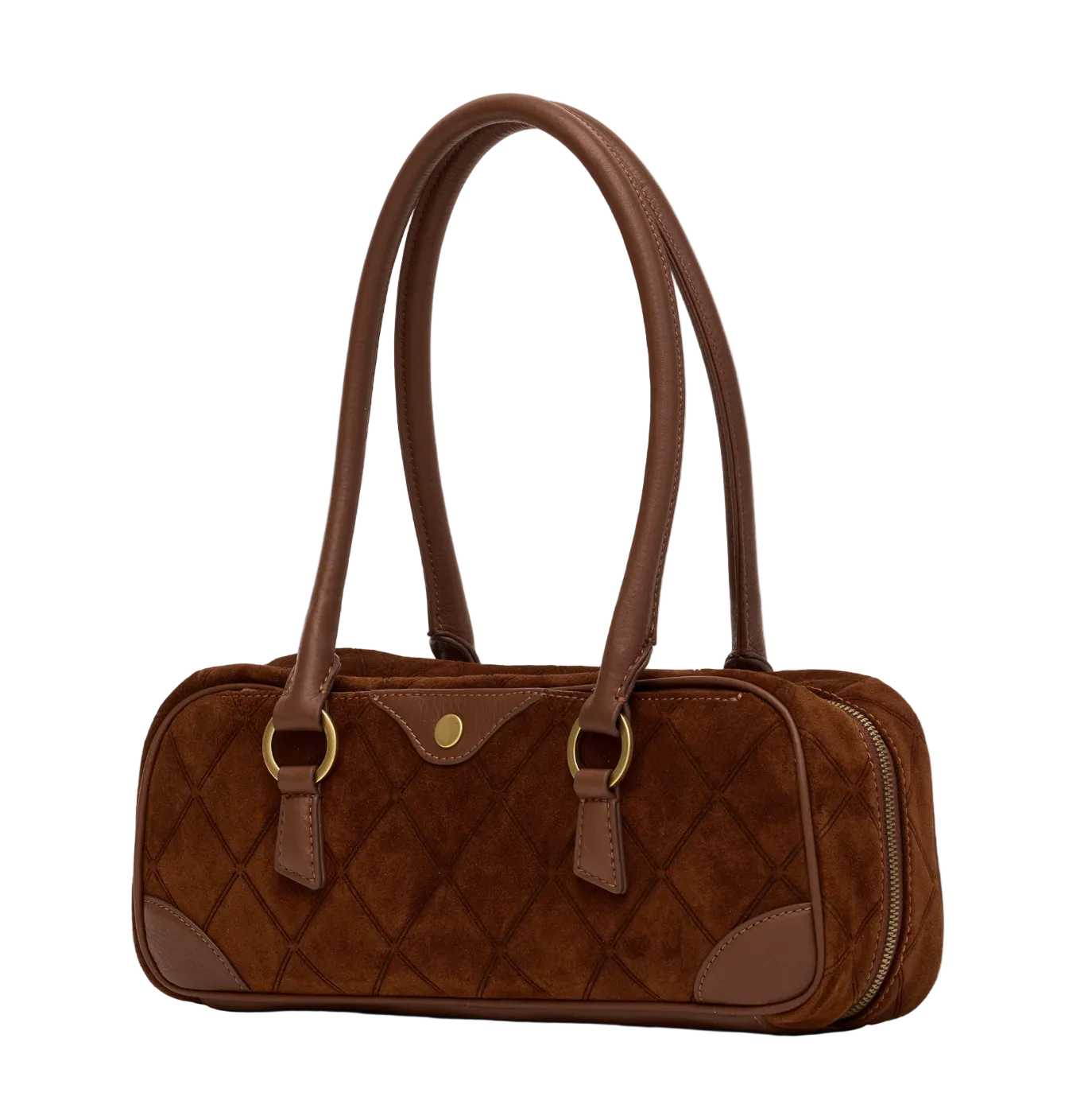 Meredith Sml in Chocolate Diamond Suede/ Antique Gold