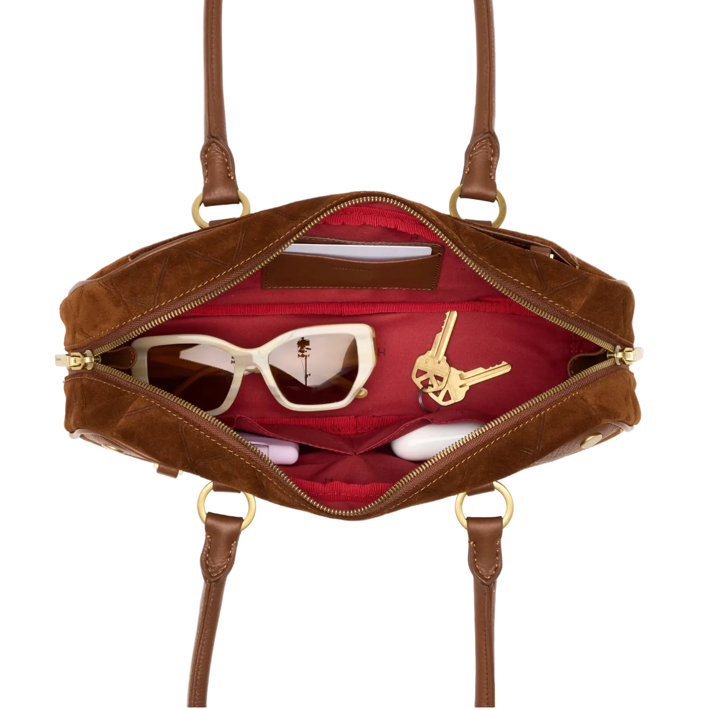 Meredith Sml in Chocolate Diamond Suede/ Antique Gold