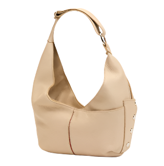 Beige handbag on a white background