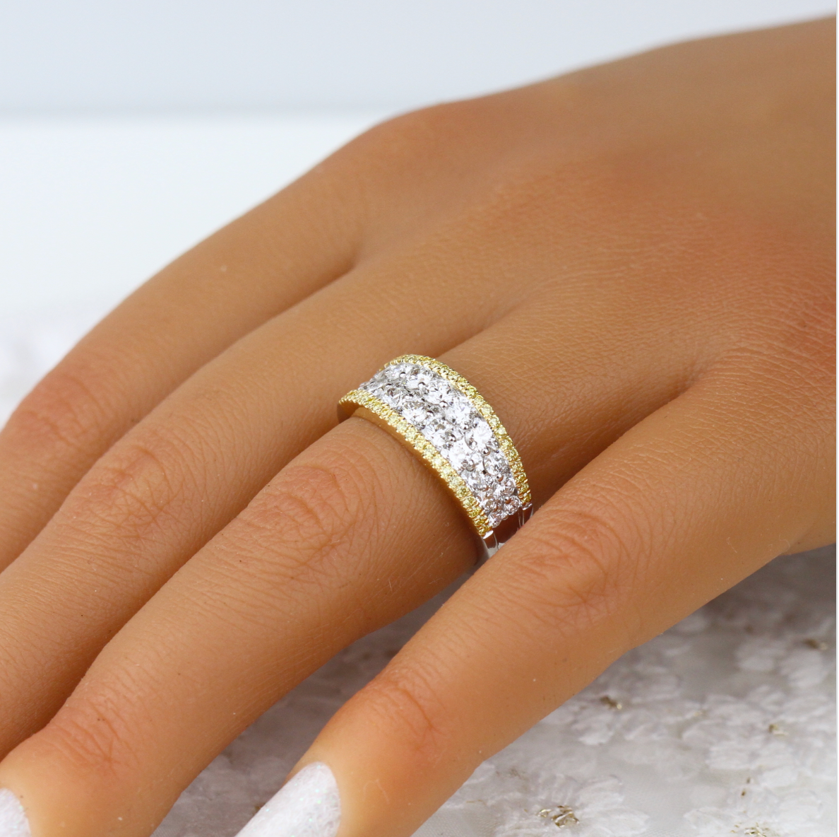 14k White & Yellow Gold Two-Tone Fancy Diamond Band