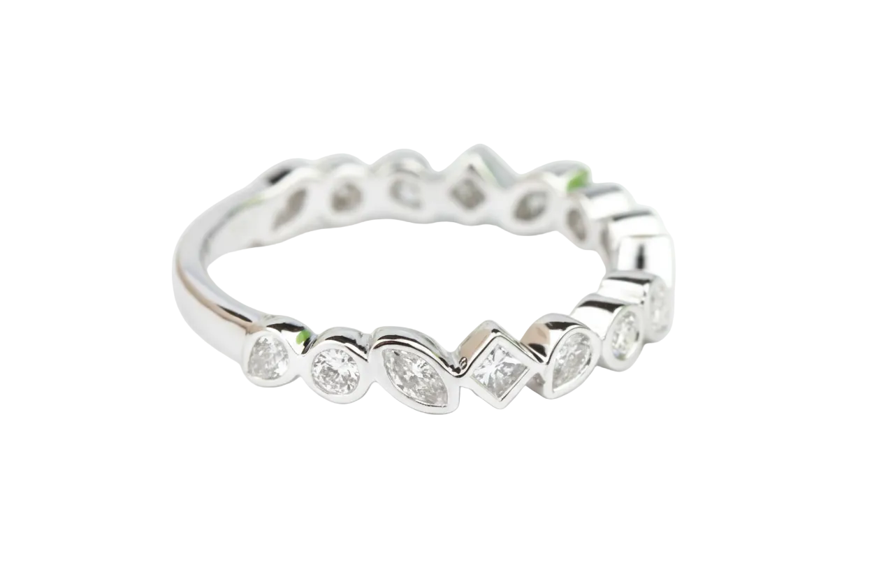 Multi Shaped Diamond Band in 14KW