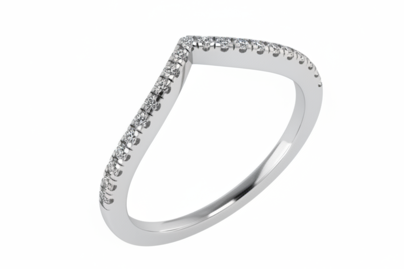 Diamond Chevron Band in 14K White Gold