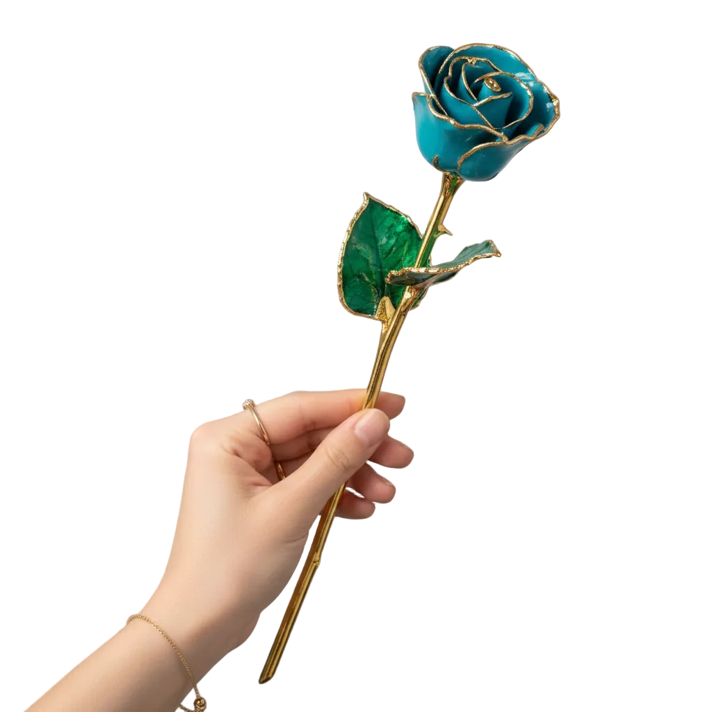 Forever Rose in Aquamarine/ 24K Gold