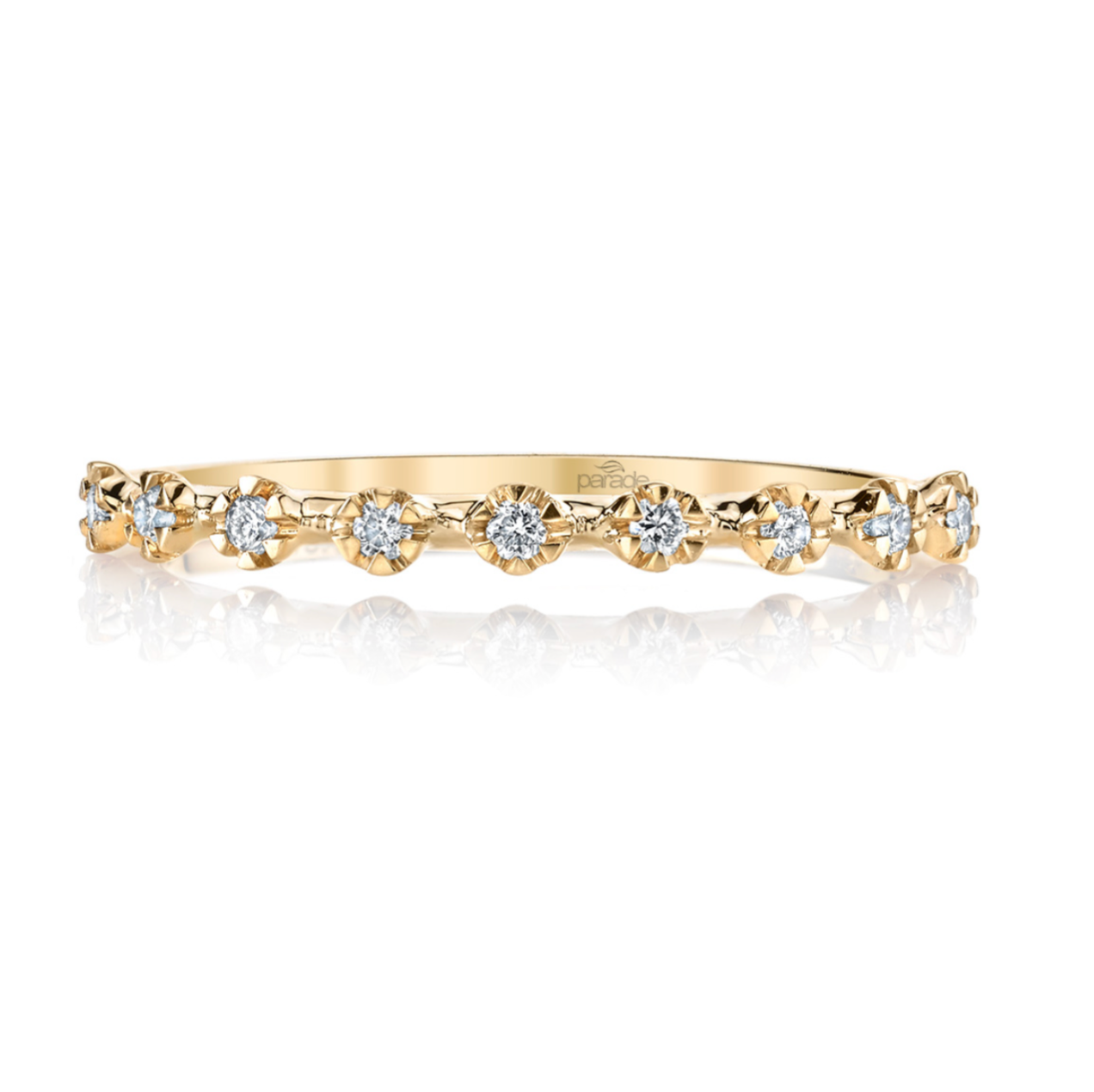 Round Illusion Set Diamond Dainty Band in 14K Yellow Gold