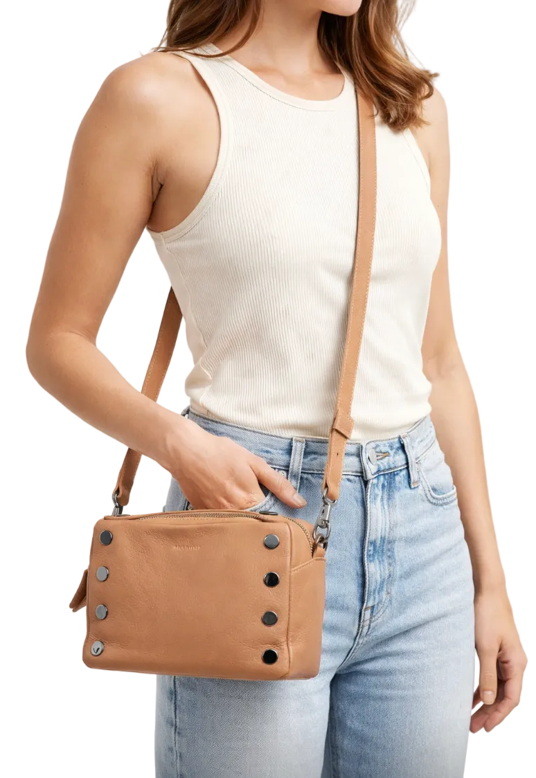 Retired EVAN CROSSBODY SML in Biscotti/Gunmetal