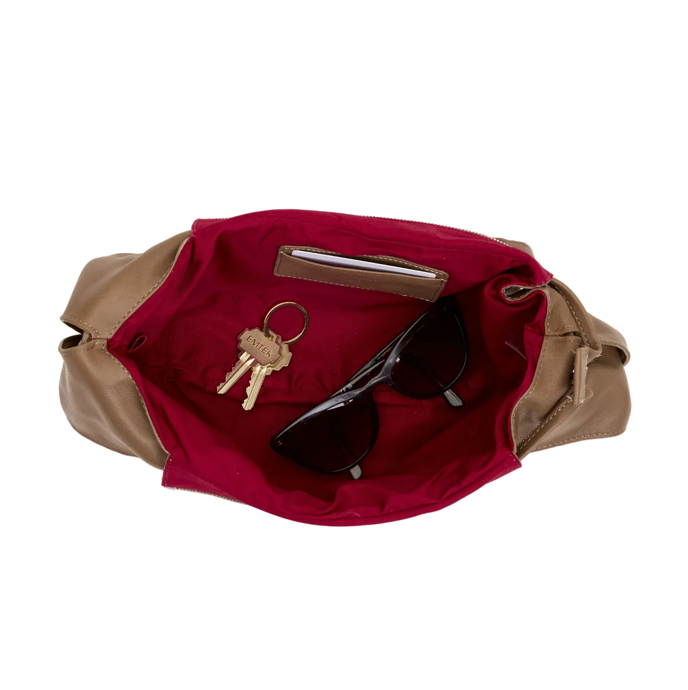 Tom Zip Med Shoulder Bag in Dune/Silver