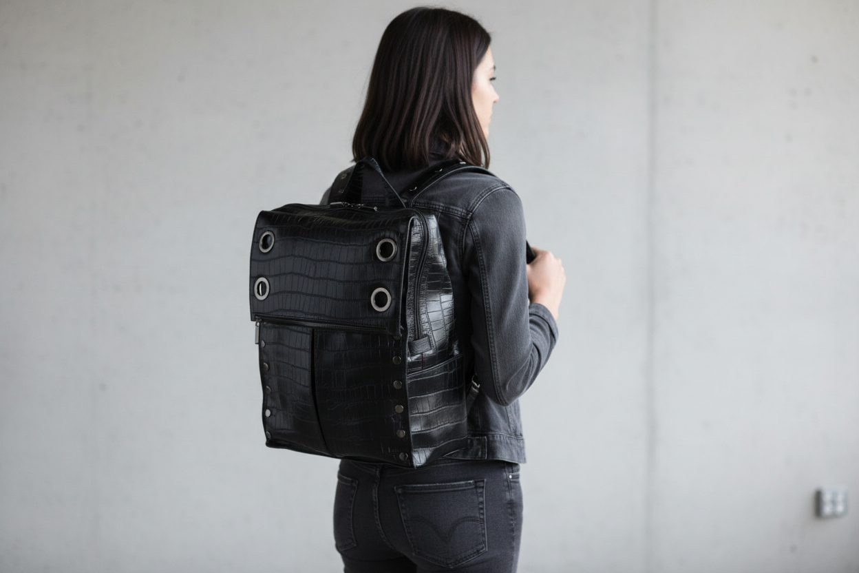 Retired MONTANA Backpack in Evening Crocco/ Gunmetal