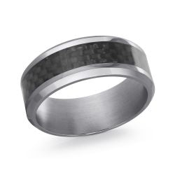 8mm Carbon Fiber Inlay Tantalum Band with Polished Beveled Edges