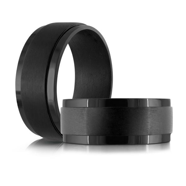 9mm Black Tantalum Band with Drop Edge