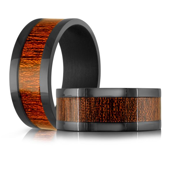 9mm Black Tantalum Band with Wood Inlay