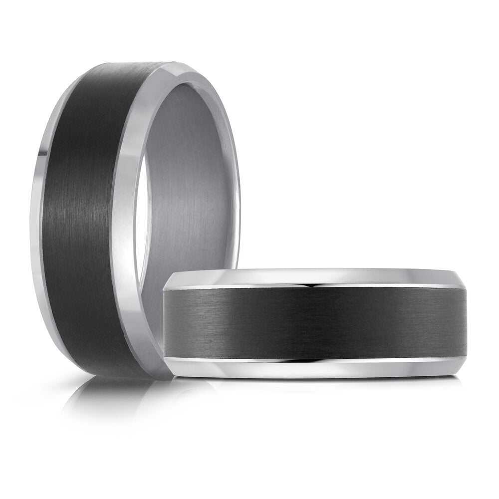 7mm Grey Tantalum Band with Carbon Fiber Center