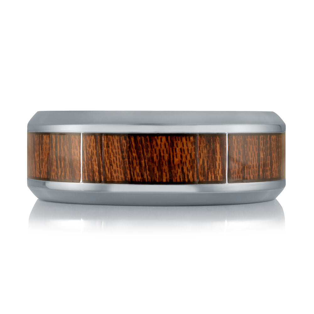 8mm Grey Tantalum Band with Wood Inlay