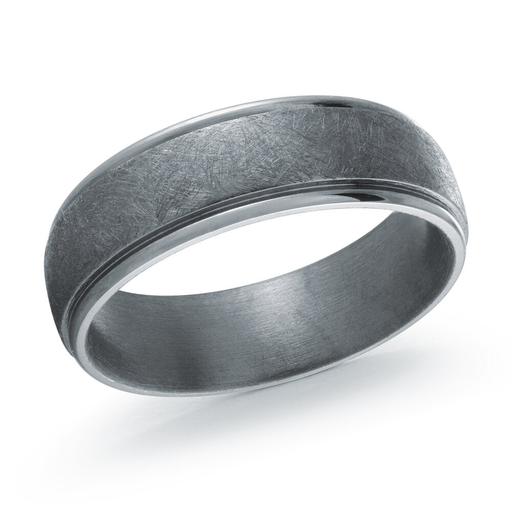 6mm Grey Tantalum Band with Cut Edge and Wire Brushed Center