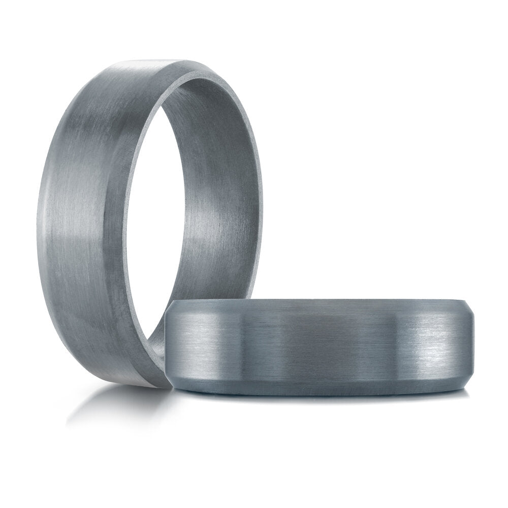 6.6mm Grey Beveled Satin Tantalum Band