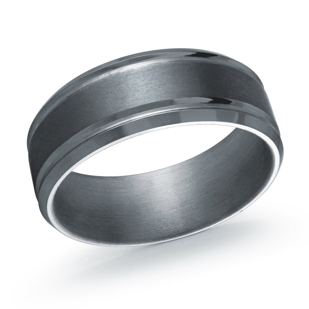 8mm Grey Tantalum Band with Beveled Edges